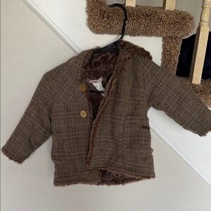 Kenzo Kids Brown 100% Fur Lined Jacket 12M